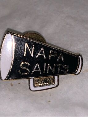 Napa Saints Black and Gold Megaphone Pin - Women Jewelry